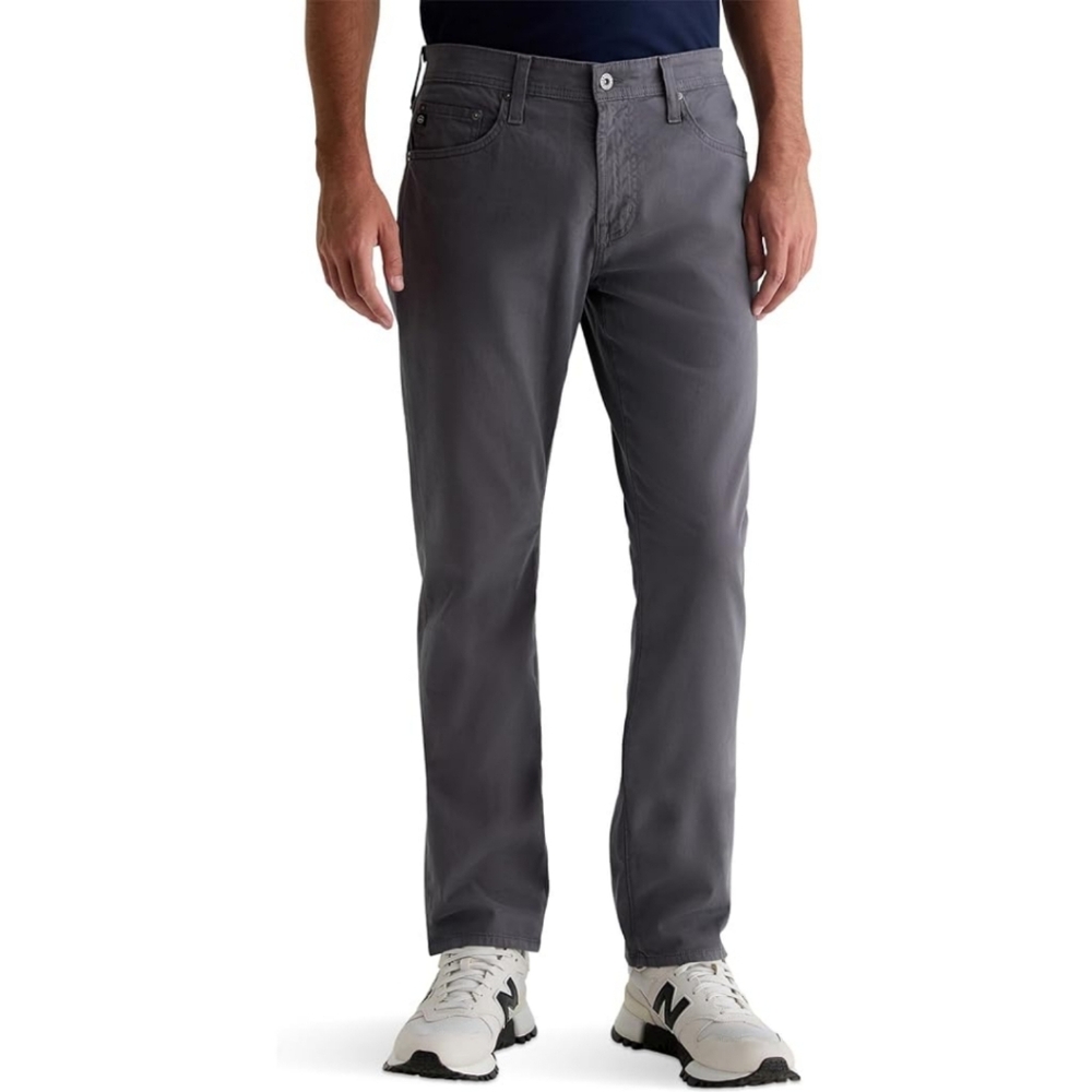 AG Adriano Goldschmied Matchbox Slim Straight Twill Pants Sueded Grey Mens 34